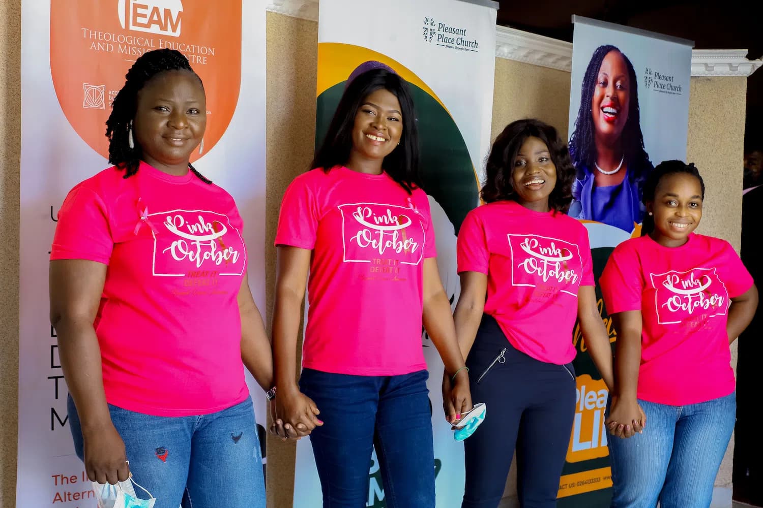 Smiling volunteers